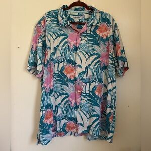 Tommy Bahama Blue and Pink Floral Men's Hawaiian Shirt